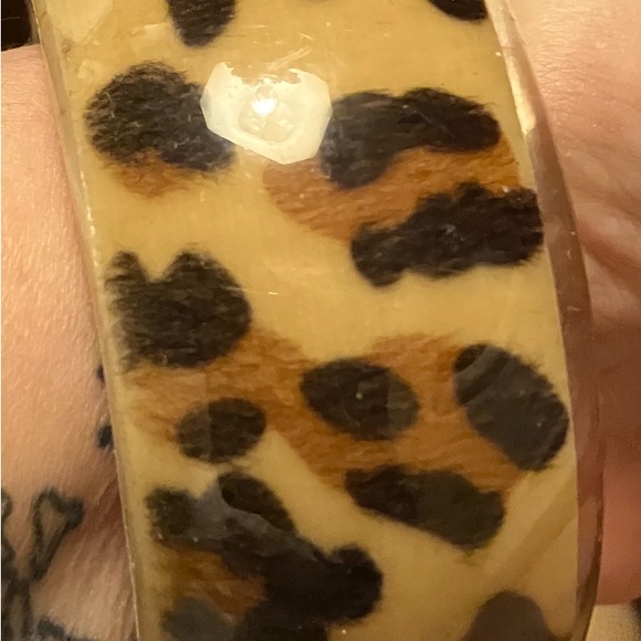 LEOPARD GLASS  CHUNKY BANGLE -lBRACELET - pristine - Picture 7 of 13